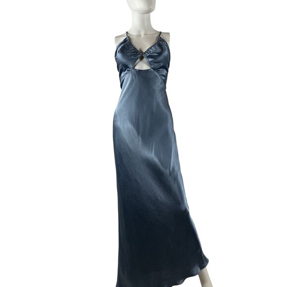 Shona Joy 'La Lune' Blue Lenzing Ecovero Ruched Bodice Midi Dress Size 6 - Picture 2 of 4